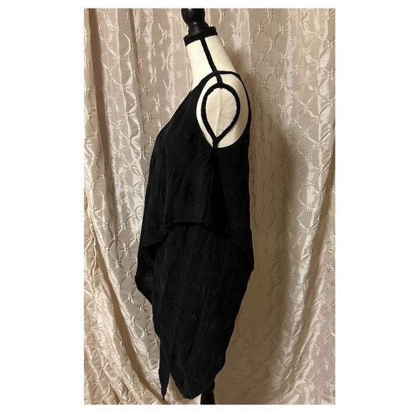 Lauren Bagliore Black Sleeveless Asymmetrical Tunic Top Gauzy Langenlook - Picture 5 of 11